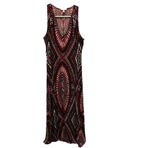 London Style Collection Womens Vintage‎ Sleeveless Maxi Dress Aztec Boho Size L